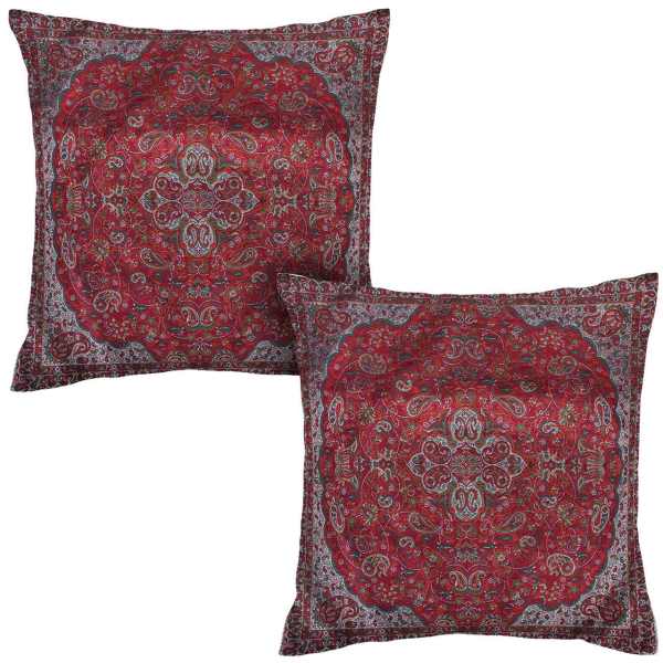 Main image of 波斯特尔梅靠垫套 – Vermilion 款（2件） | 奢华丝绸工艺
