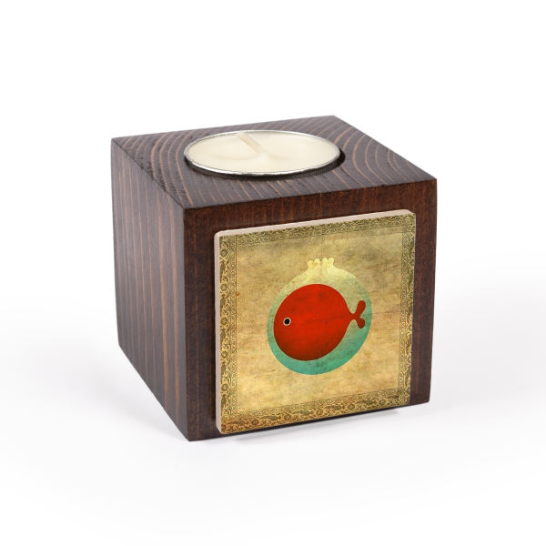 Main image of 波斯木质立方体小蜡烛台 金鱼（2个）