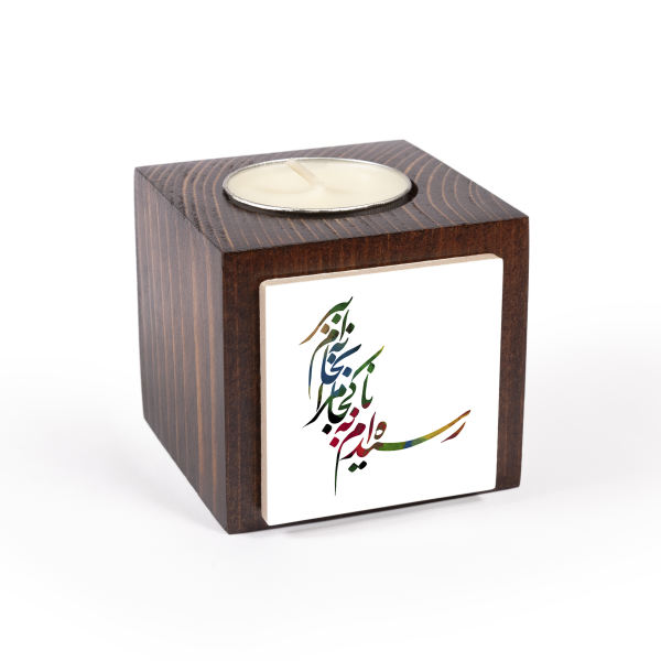 Main image of 波斯木质立方体小蜡烛台 Parsi 诗歌（2个）