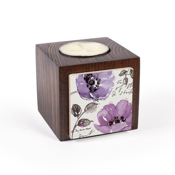 Main image of 波斯木质立方体小蜡烛台 花形（2个）