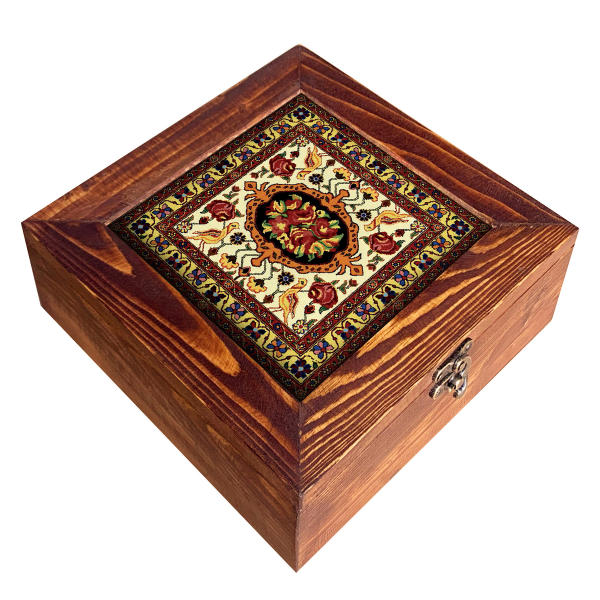 Sara 版波斯茶叶收纳盒 – 木制隔层款