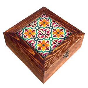 Tara 灵感木制茶叶收纳盒 – 格子隔层款