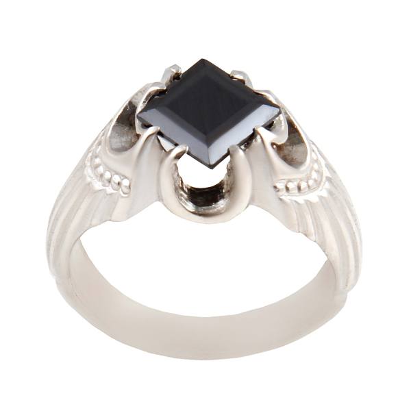 波斯赤铁矿银戒指（男士款，Hadid 宝石，Mahan I）