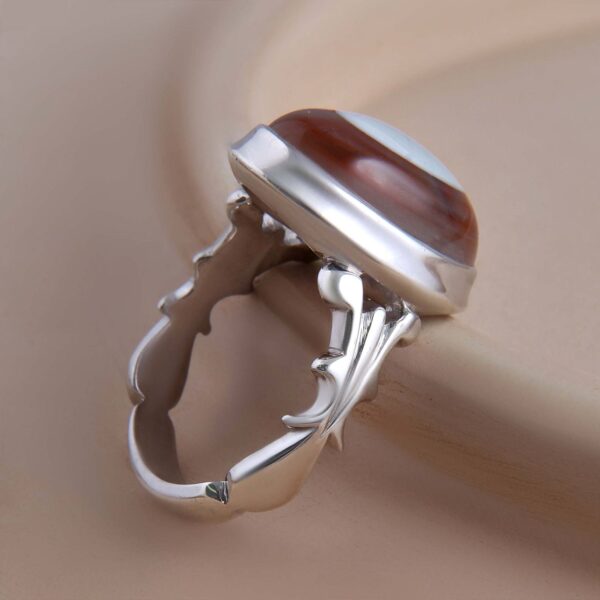 波斯苏莱曼红玛瑙银戒指（男士款，原版）