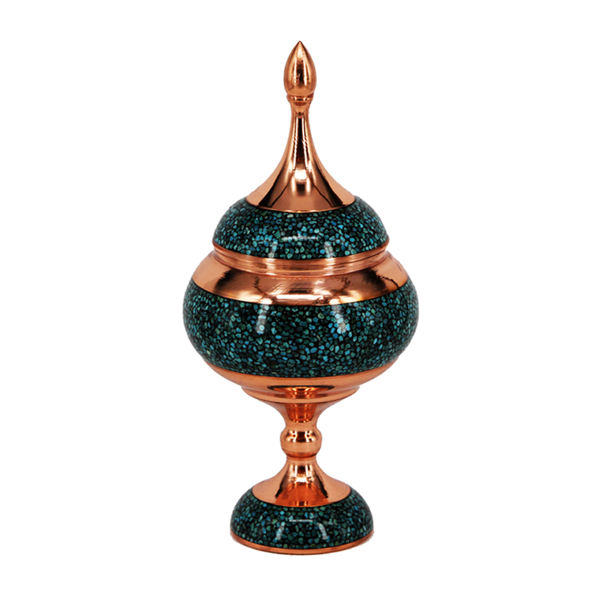 波斯手工镶嵌绿松石铜糖罐 Vida