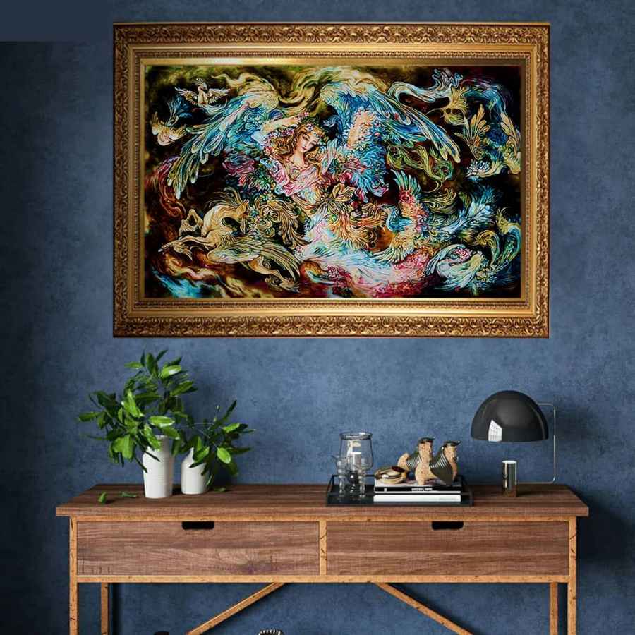 大不里士手工编织波斯挂毯 —— 西摩尔神鸟细密画