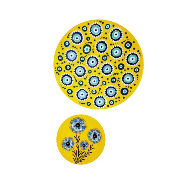 Main image of 手绘装饰陶瓷盘 Cheshm Nazar（护身眼，2件套）