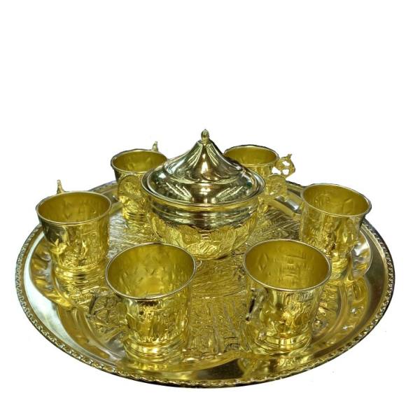 Main image of 波斯复古黄铜茶具 & 托盘 – 闪亮款