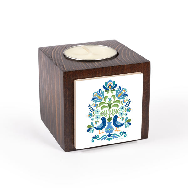 Main image of 波斯木质立方体小蜡烛台 鸟形（2个）
