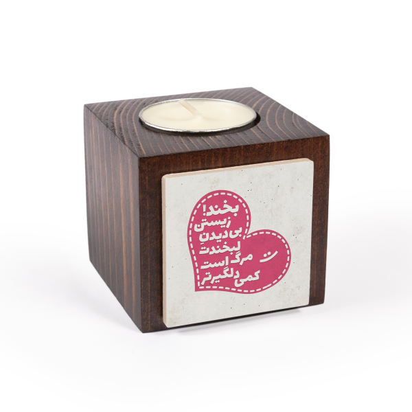 Main image of 波斯木质立方体小蜡烛台 微笑（2个）