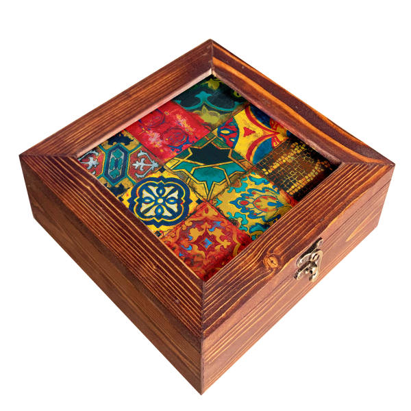 Main image of 黄色调波斯茶包收纳盒（带木质小匣）