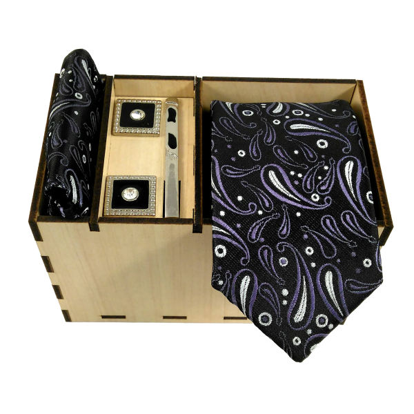 Main image of 男士领带、手帕及袖扣套装 – 奢华 黑色