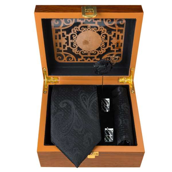Main image of 男士领带、手帕及袖扣套装 – 奢华 Black II