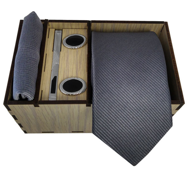 Main image of 男士领带、手帕及袖扣套装 – 奢华 Gray