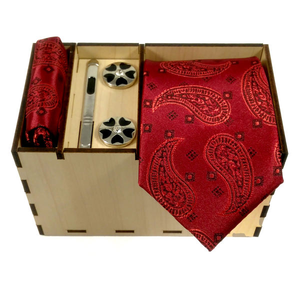 Main image of 男士领带、手帕及袖扣套装 – 奢华 Red