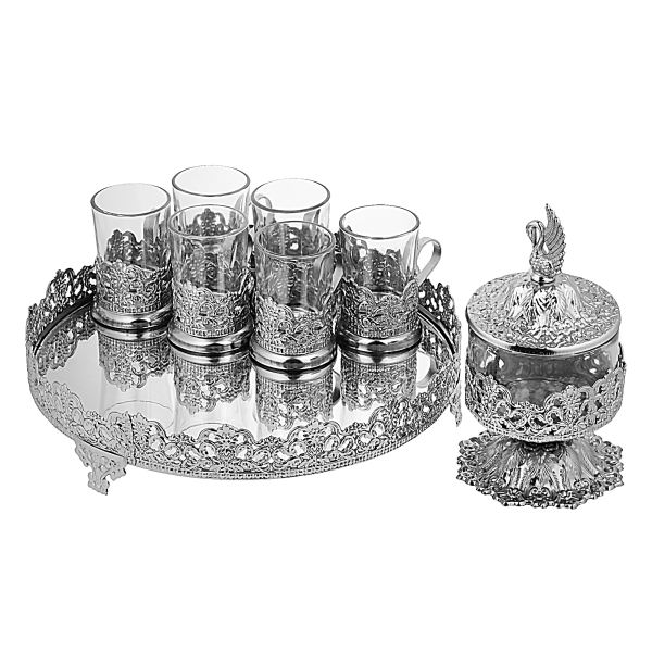 Main image of 波斯茶具套装 – 银色（8件套）