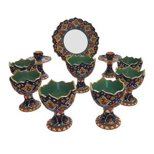 优雅陶瓷 Haft-sin 景泰蓝套装用于 Nowruz 波斯新年 绿款