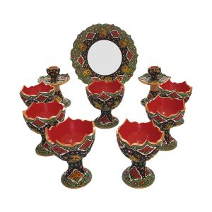 优雅陶瓷 Haft-sin 景泰蓝套装用于 Nowruz 波斯新年 红款