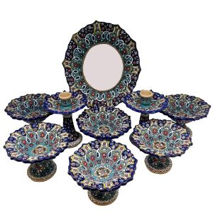 优雅陶瓷 Haft-sin 景泰蓝套装用于 Nowruz 波斯新年 深蓝款