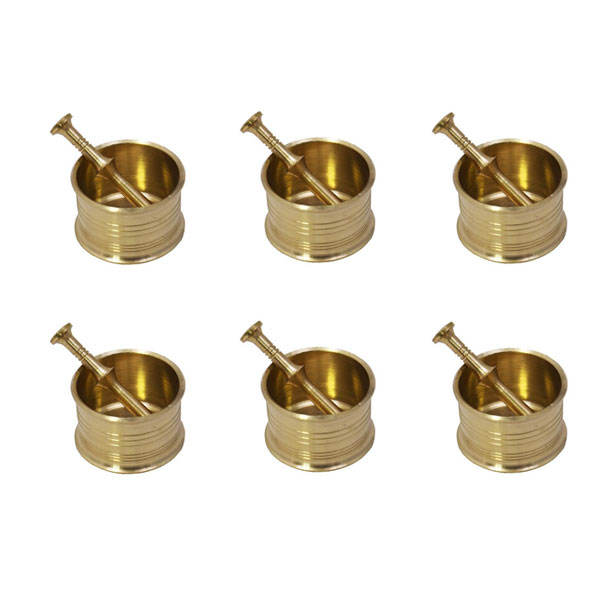 Main image of 黄铜研钵与杵套装，传统波斯风格，法拉哈尼款（6件）