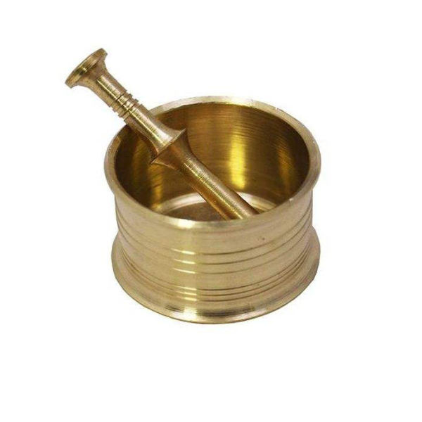 Main image of 黄铜研钵与杵套装，传统波斯风格，梅哈拉款