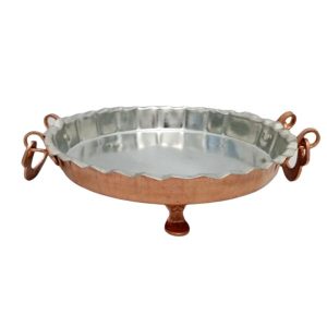 波斯铜手工托盘 – 锤纹 Zarin 款