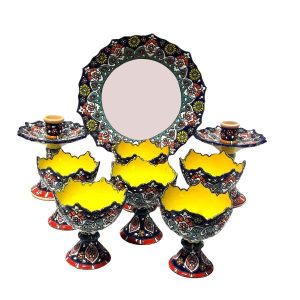 优雅陶瓷 Haft-sin 景泰蓝套装用于 Nowruz 波斯新年 黄款