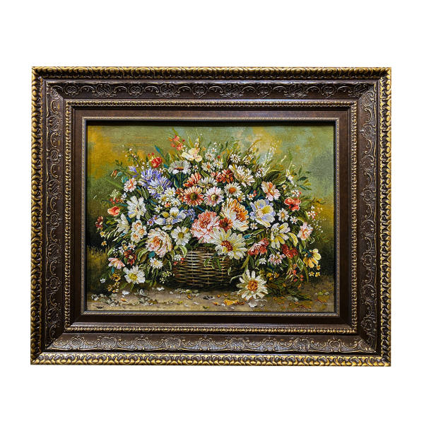 Main image of 手工结制波斯塔布里兹画毯，描绘玫瑰花束