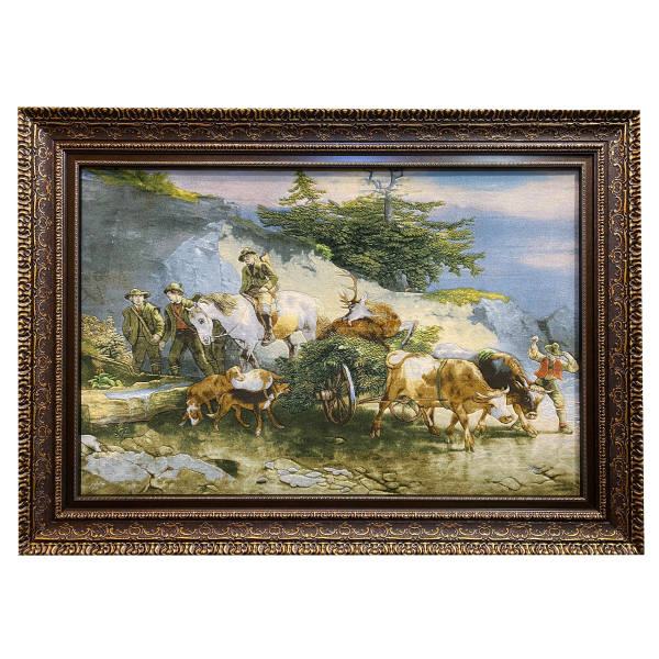 Main image of 手工结制波斯塔布里兹画毯，描绘马