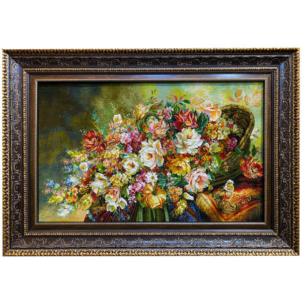 Main image of 手工结制波斯塔布里兹画毯，描绘玫瑰