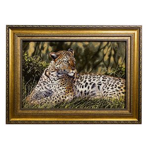 手工结制波斯塔布里兹画毯，描绘猎豹