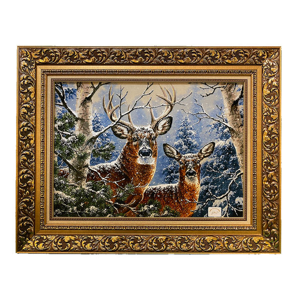 Main image of 手工结制波斯塔布里兹画毯，描绘鹿