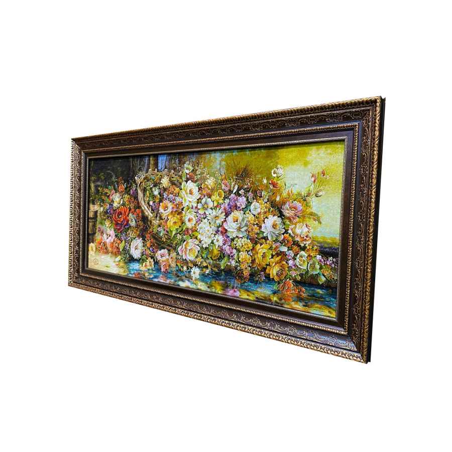 手工结制波斯塔布里兹画毯，描绘花卉