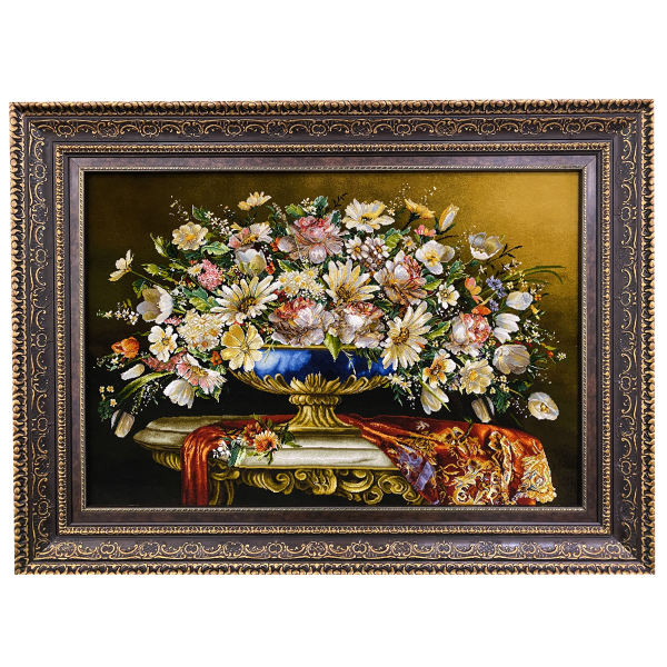 Main image of 手工结制波斯塔布里兹画毯，描绘戈尔扎尔花卉