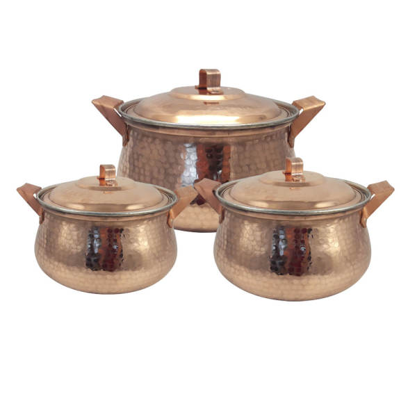 Main image of 波斯铜制炖锅 – 传统手工锤纹款式 Hiva（3 件套）