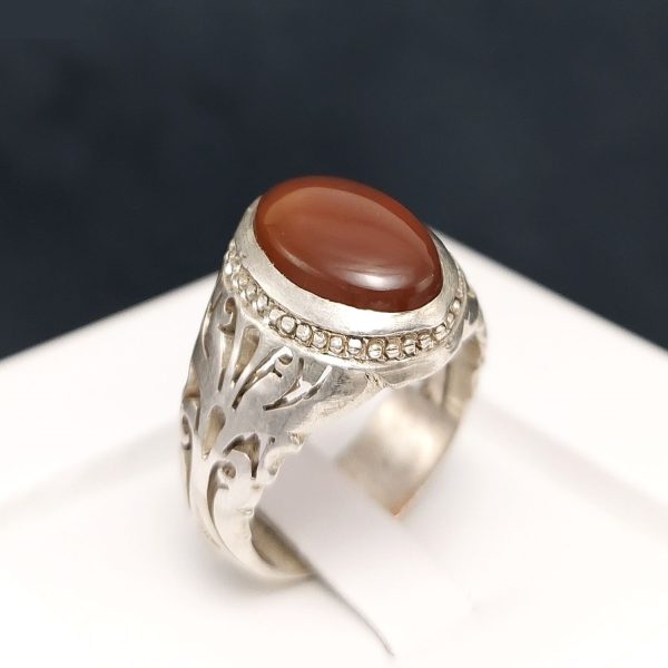 波斯男士也门红玛瑙银戒指 – Binesh