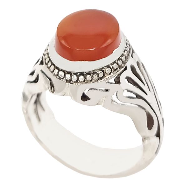 波斯男士也门红玛瑙银戒指 – Binesh II