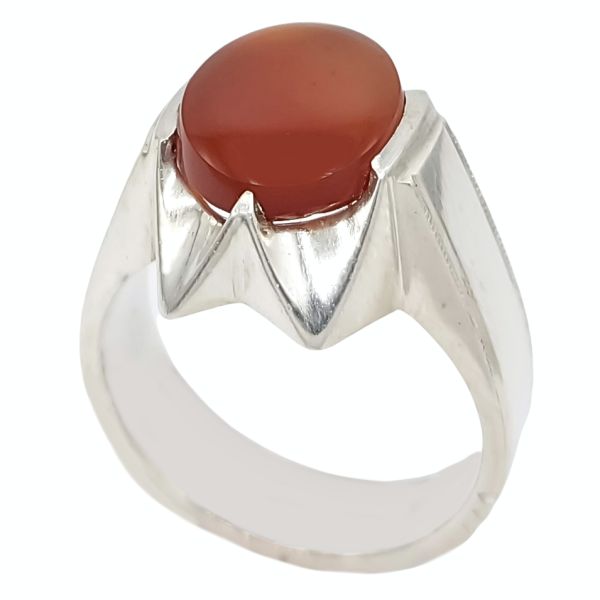 波斯男士也门红玛瑙银戒指 – Vandi
