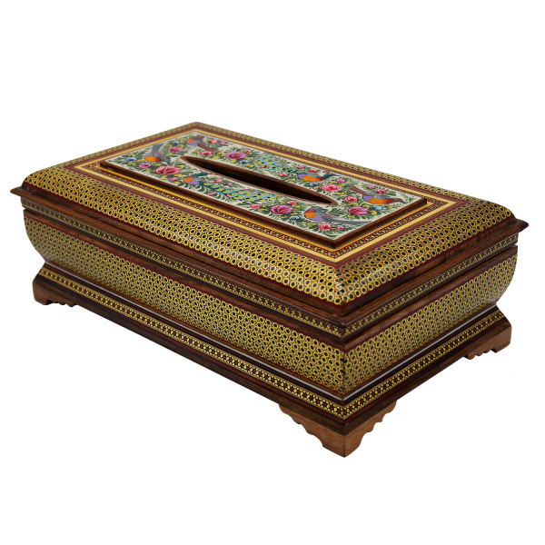 波斯手工木质纸巾盒 – 卡塔姆工艺纳菲斯二号款