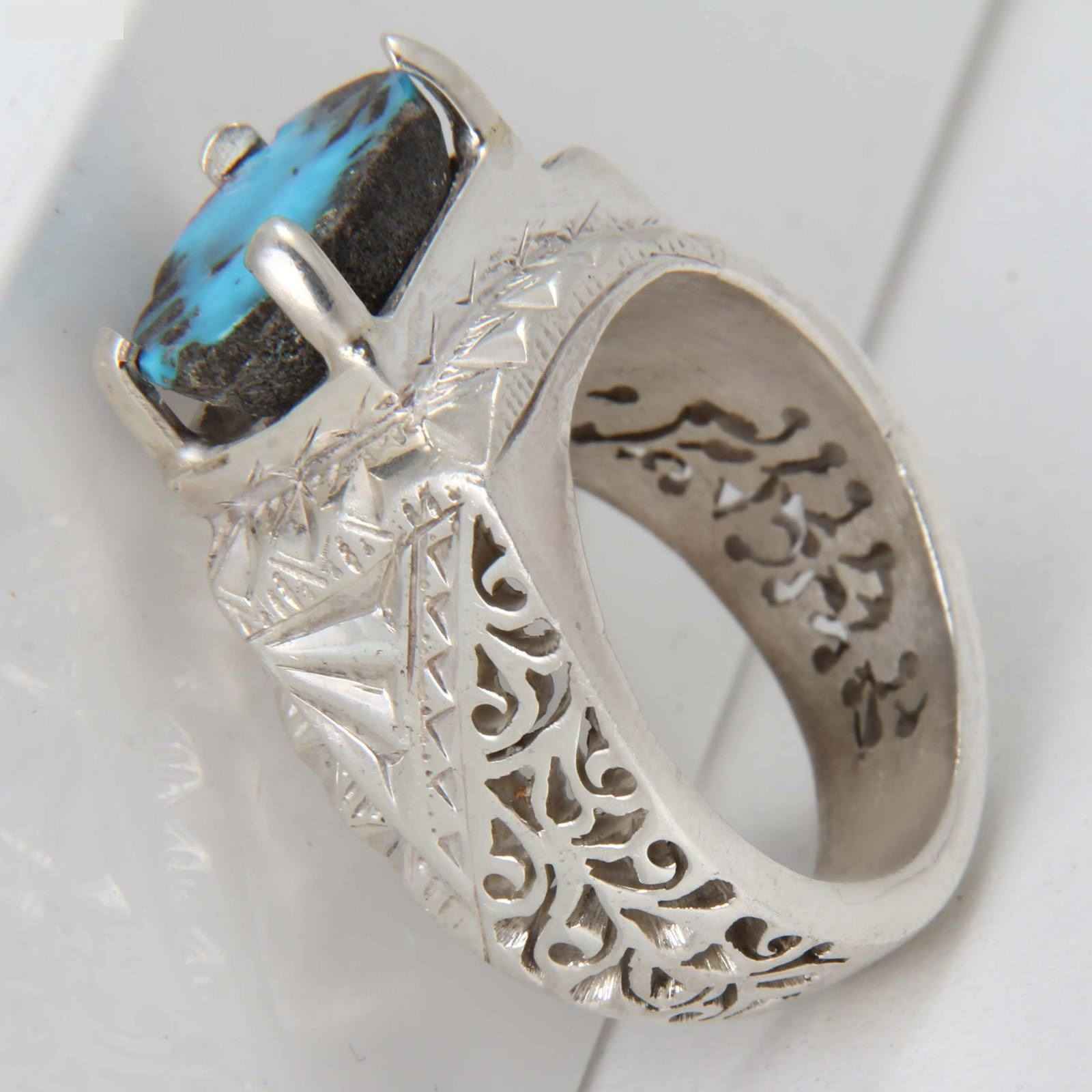 Main image of 波斯银戒指 – 尼沙布尔绿松石 Hiraad II