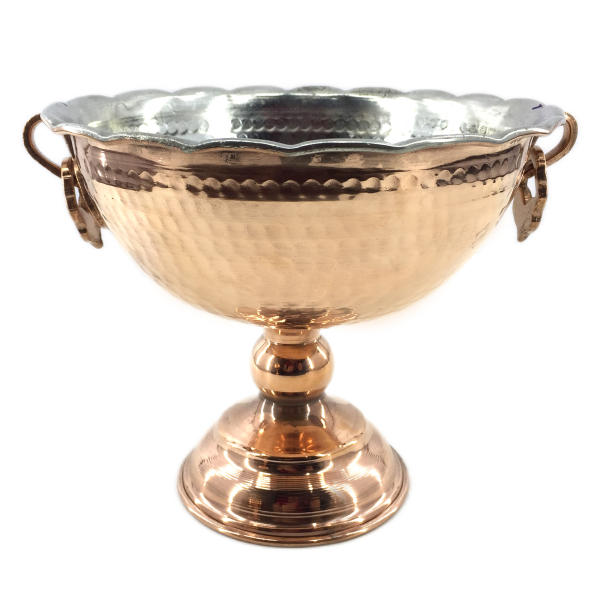 Main image of 传统锤制铜制甜点碗，法兰款