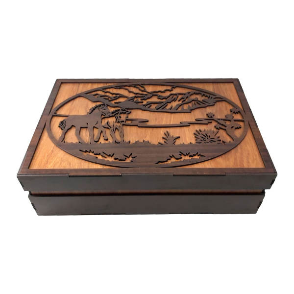 Main image of 马主题木质收纳盒 – 茶叶与坚果储物盒