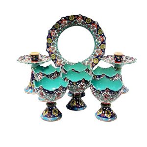 优雅陶瓷 Haft-sin 景泰蓝套装用于 Nowruz 波斯新年 绿松石款