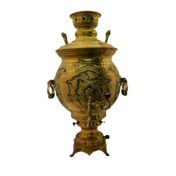 Main image of 波斯黄铜燃气茶炊 传统款式茶具 花卉图案 8 升