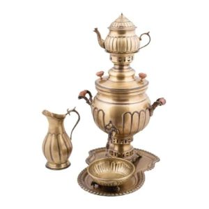 波斯黄铜茶炊 装饰性炭火茶具 4 升