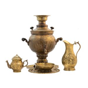 波斯黄铜茶炊 装饰性炭火茶具 6 升