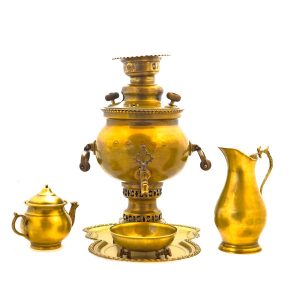 波斯黄铜茶炊 装饰性炭火茶具 6 升