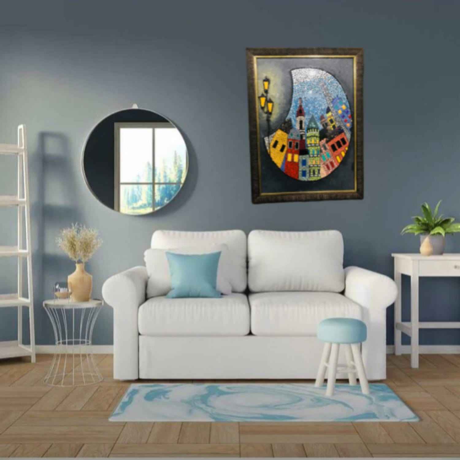 装饰波斯镶框陶瓷砖 – 美丽城市款