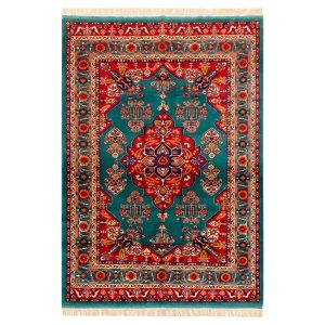 波斯地毯 精细手工结制 Medallion 丝羊混纺 Tabin