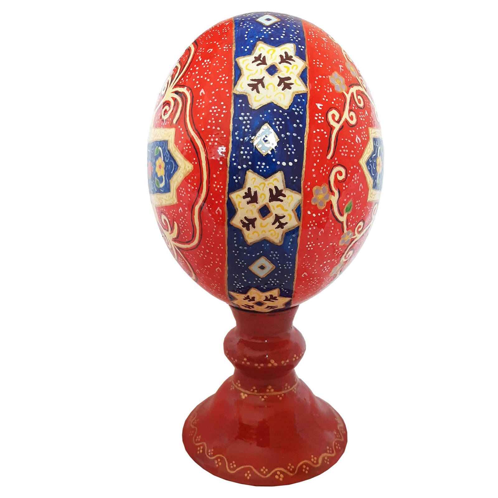 波斯装饰手绘鸵鸟蛋壳 — 红色